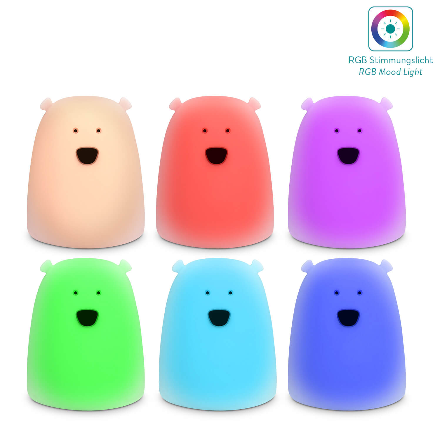 Navaris LED Bear Night Light RGB - Παιδικό Νυχτερινό Φως με Αλλαγή Χρωμάτων - White - 46061.02