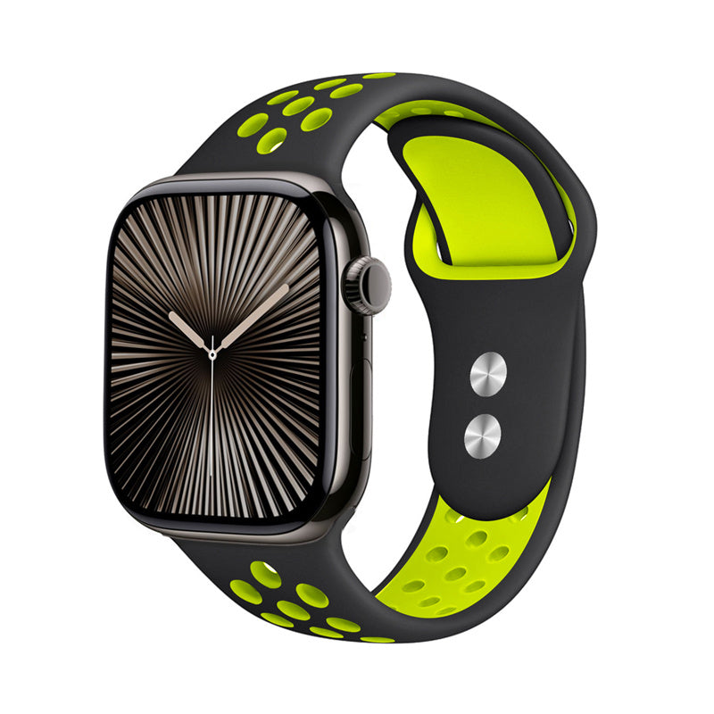 Crong Λουράκι Apple Watch 2/3/4/5/6/7/8/9/10/11 - SE (1/2/3) - 38/40/41/42mm Duo Sport - Lime / Black