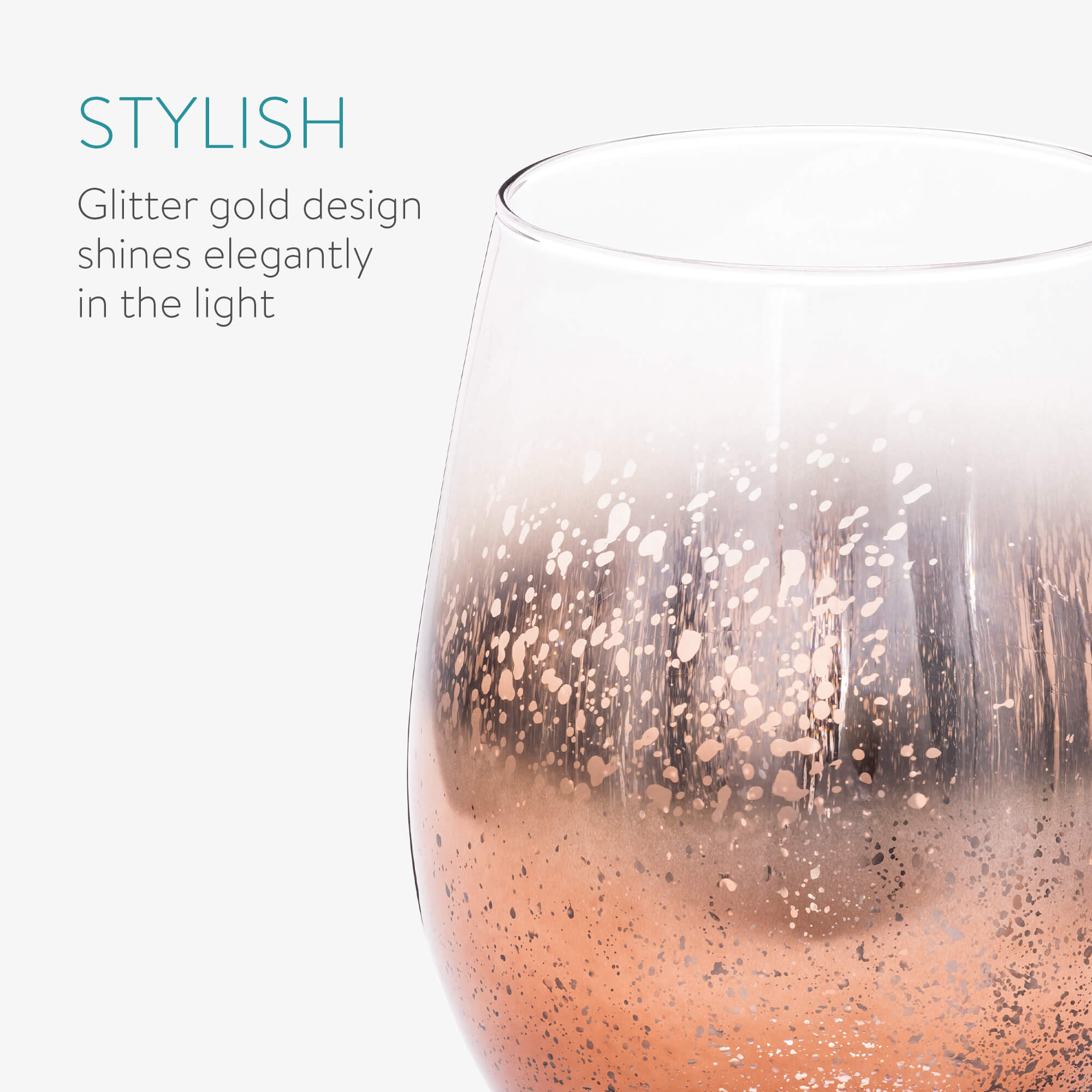 Navaris Σετ με 4 Γυάλινα Ποτήρια - Rose Gold - 56248.01