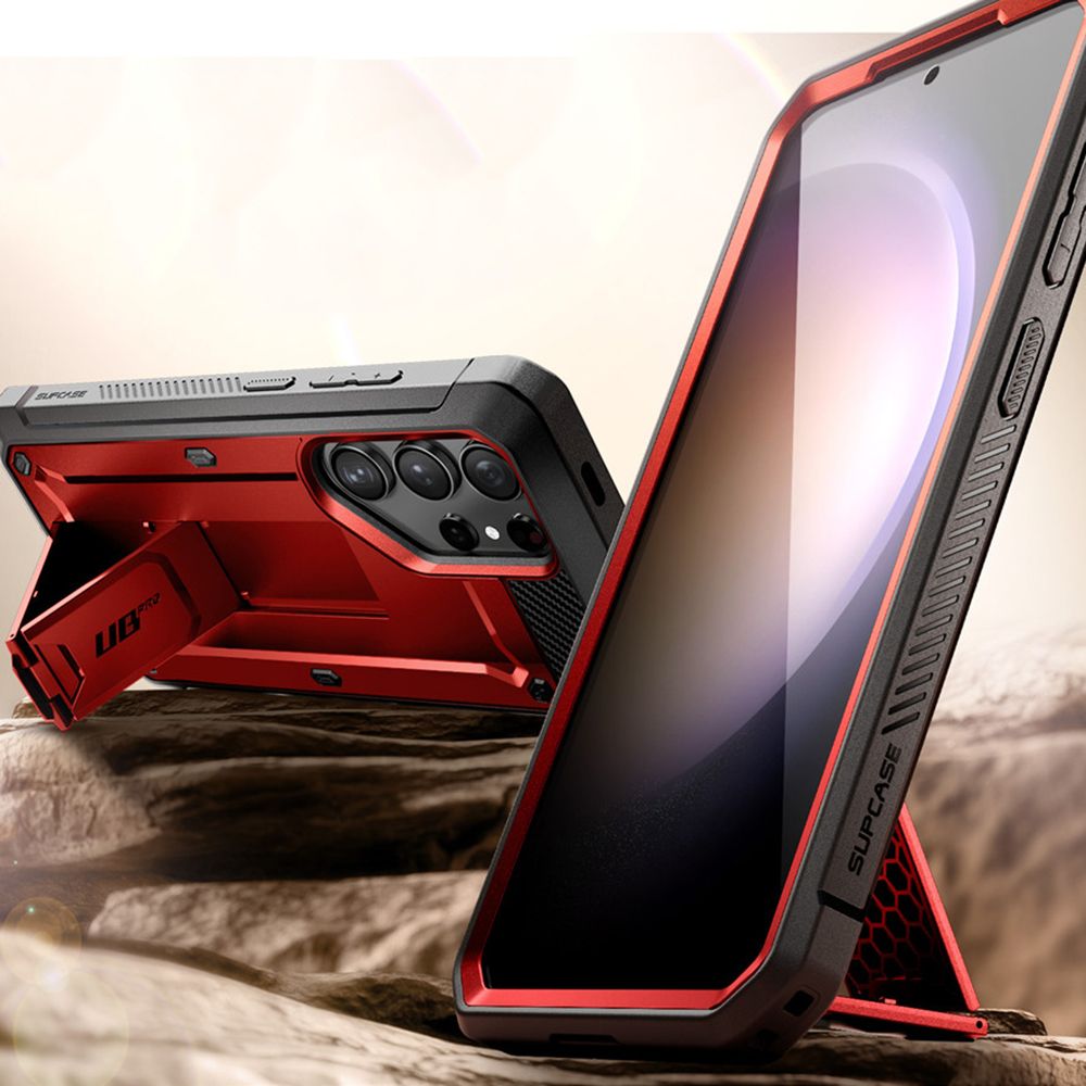 Supcase Samsung Galaxy S24 Ultra Unicorn Beetle Pro 2 Σκληρή Θήκη με Προστασία Οθόνης και Stand - Red