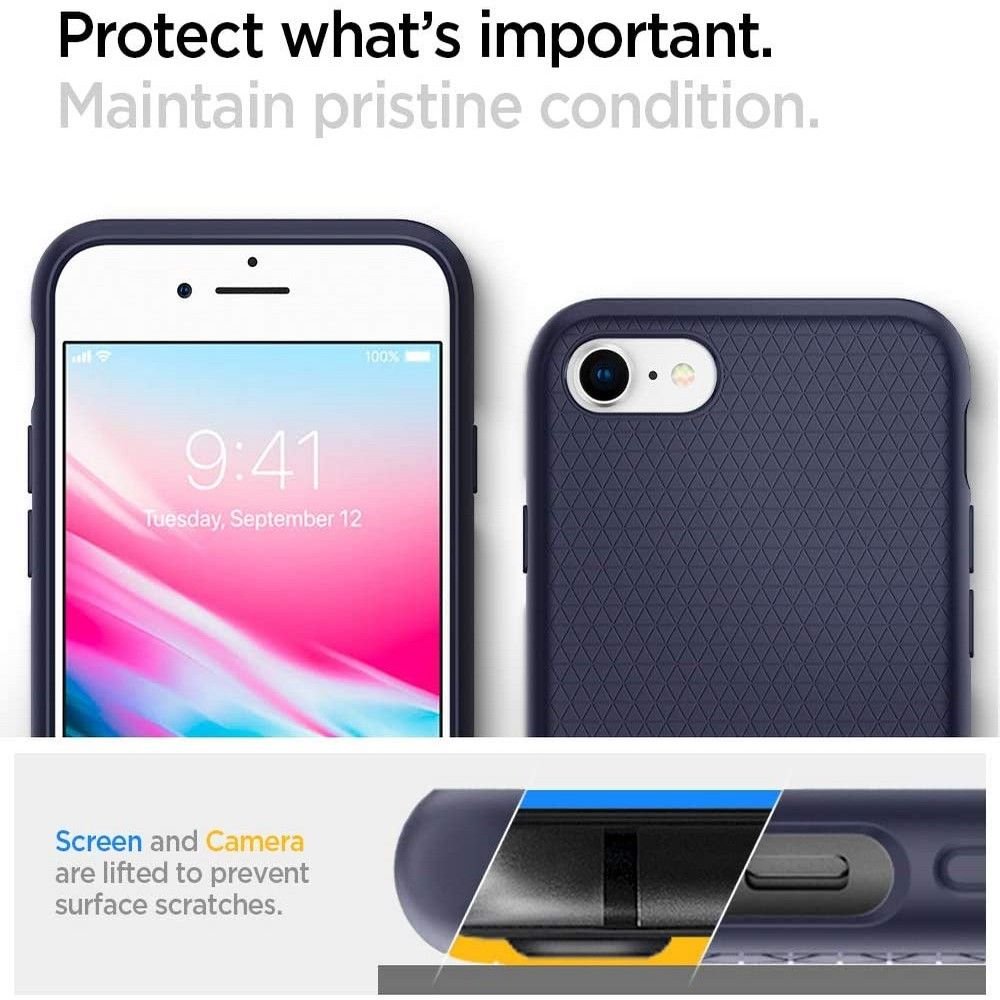 Spigen iPhone SE 2022 / SE 2020 / 7 / 8 Liquid Air Θήκη Σιλικόνης - Midnight Blue