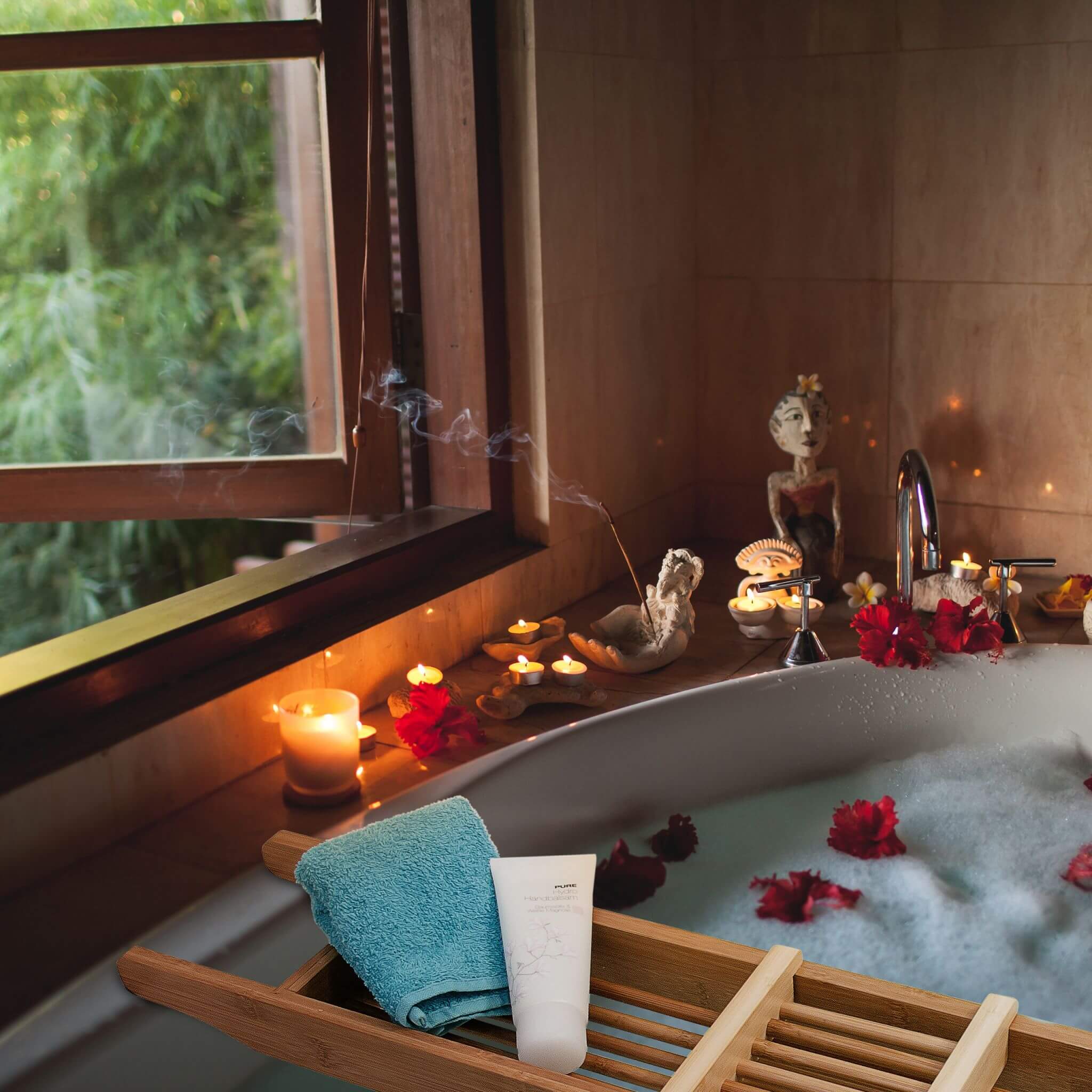 Relaxdays Ξύλινη Βάση από Μπαμπού για τη Μπανιέρα - Natural - 4052025187910