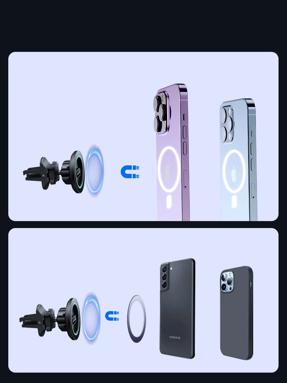 Joyroom Universal Μαγνητική Βάση Αυτοκινήτου Αεραγωγού - Black - JR-ZS366