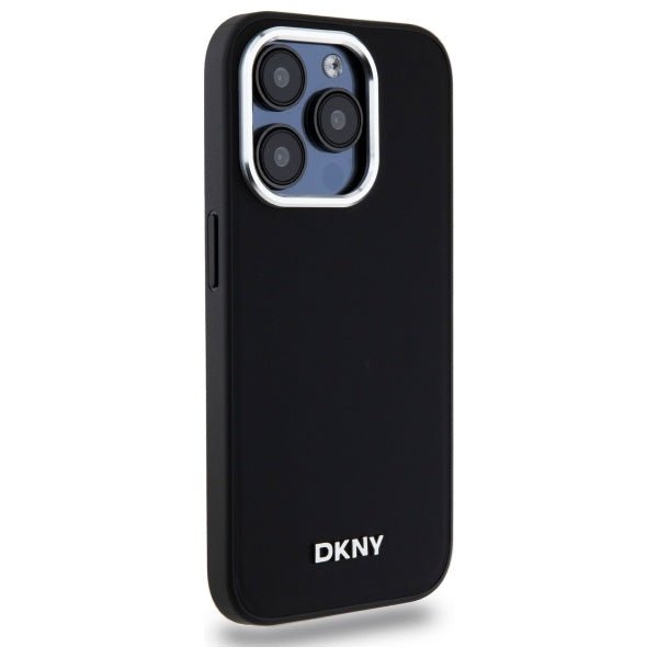 DKNY iPhone 15 Pro Max - Plain Logo MagSafe Σκληρή Θήκη με Επένδυση Συνθετικού Δέρματος - Black