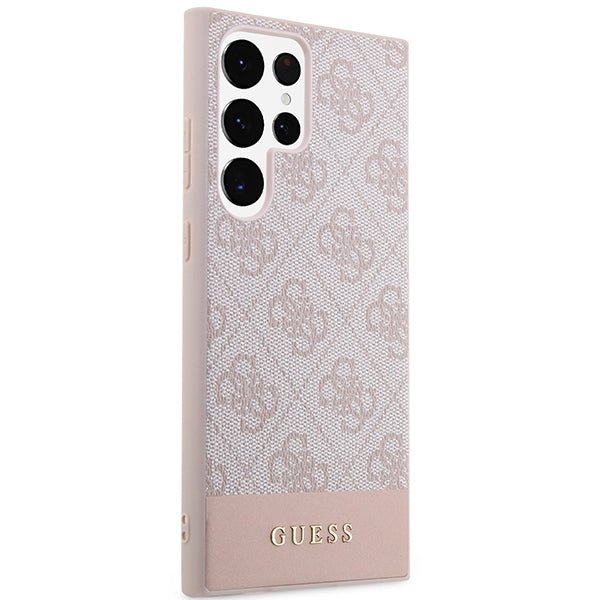 Guess Samsung Galaxy S23 Ultra - 4G Stripe Collection Θήκη με Επένδυση Συνθετικού Δέρματος - Pink - GUHCS23LG4GLPI