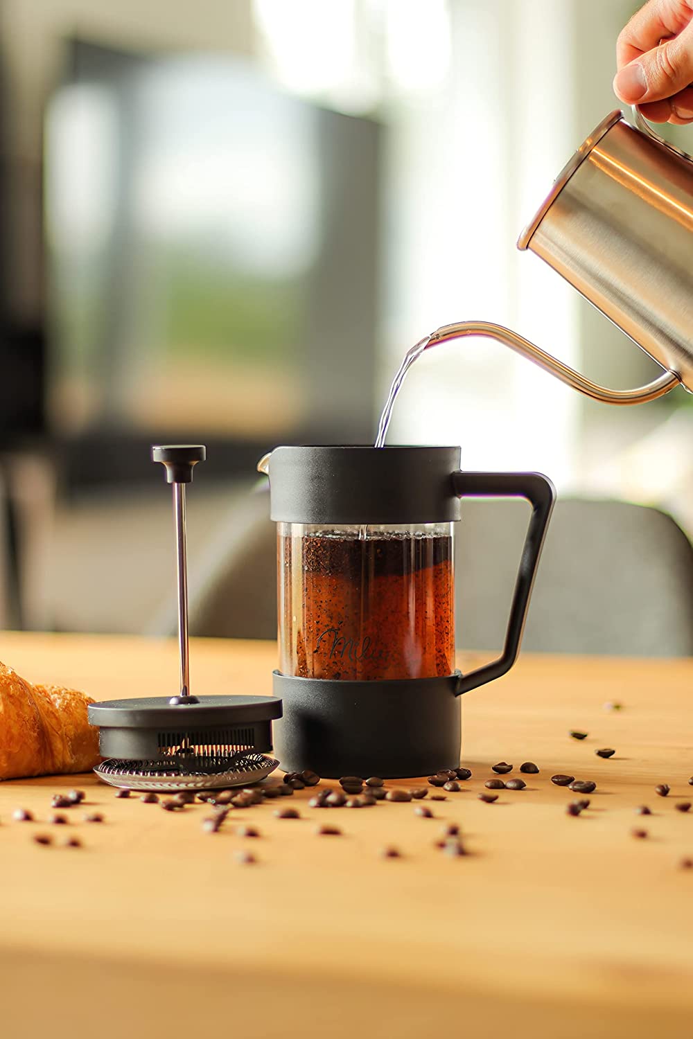 Milu French Press Coffee Maker Γαλλική Γυάλινη Καφετιέρα - Πρέσα Καφέ - 600ml - Black - 5078