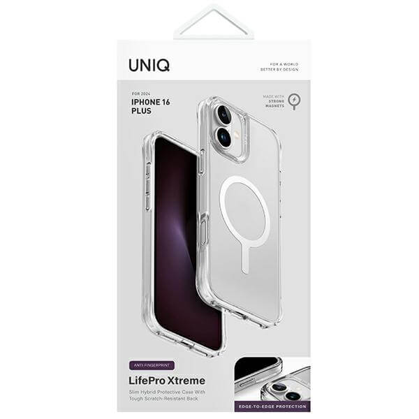 Uniq iPhone 16 Plus LifePro Xtreme Magclick - Σκληρή Θήκη με Πλαίσιο Σιλικόνης και MagSafe - Frost Clear / Διάφανη