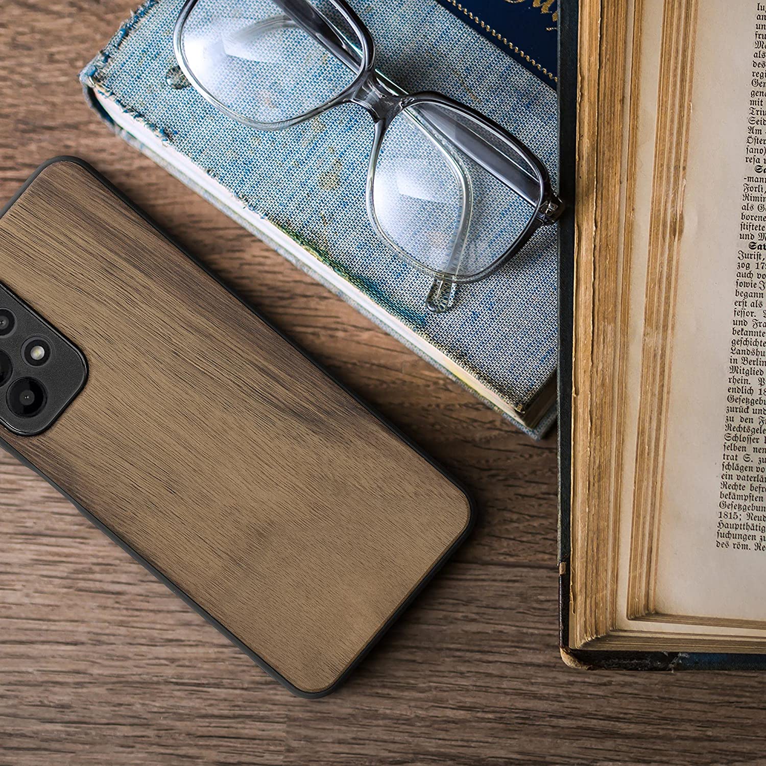 KW Samsung Galaxy A23 5G Θήκη από Φυσικό Ξύλο - Dark Brown - 57994.18