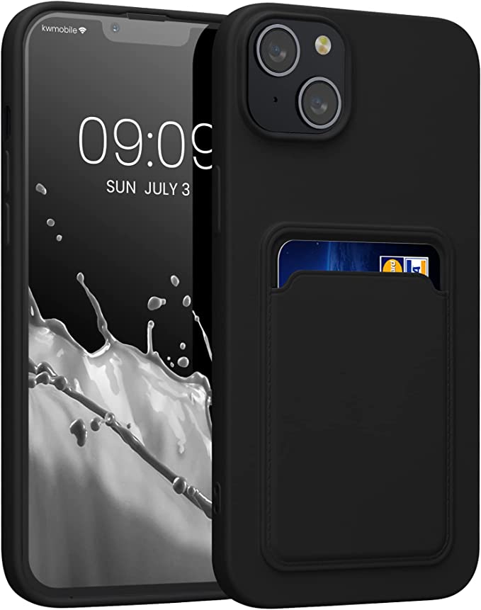KW iPhone 14 Plus Θήκη Σιλικόνης TPU με Υποδοχή για Κάρτα - Black - 59113.01