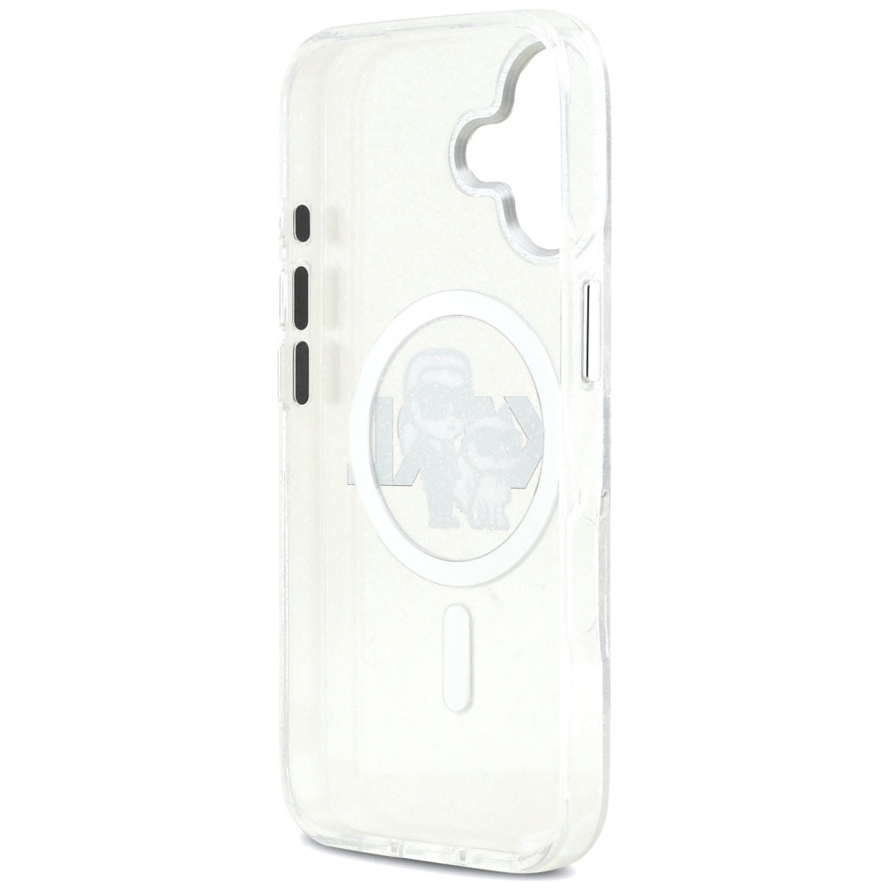Karl Lagerfeld iPhone 17 - IML Glitter Karl and Choupette Sketch Logo MagSafe - Σκληρή Θήκη με Πλαίσιο Σιλικόνης - Clear - KLHMP17SHGKCGKBT