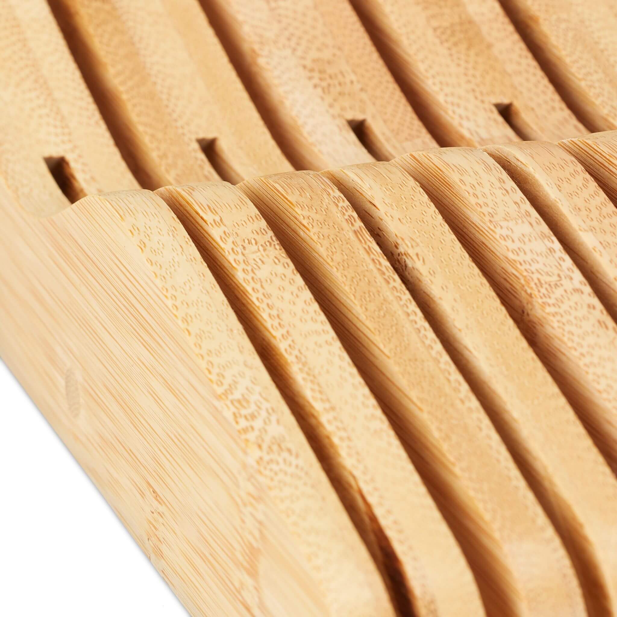 Relaxdays Θήκη Μαχαιριών για Συρτάρι από Μπαμπού - XL - Natural - 4052025907785