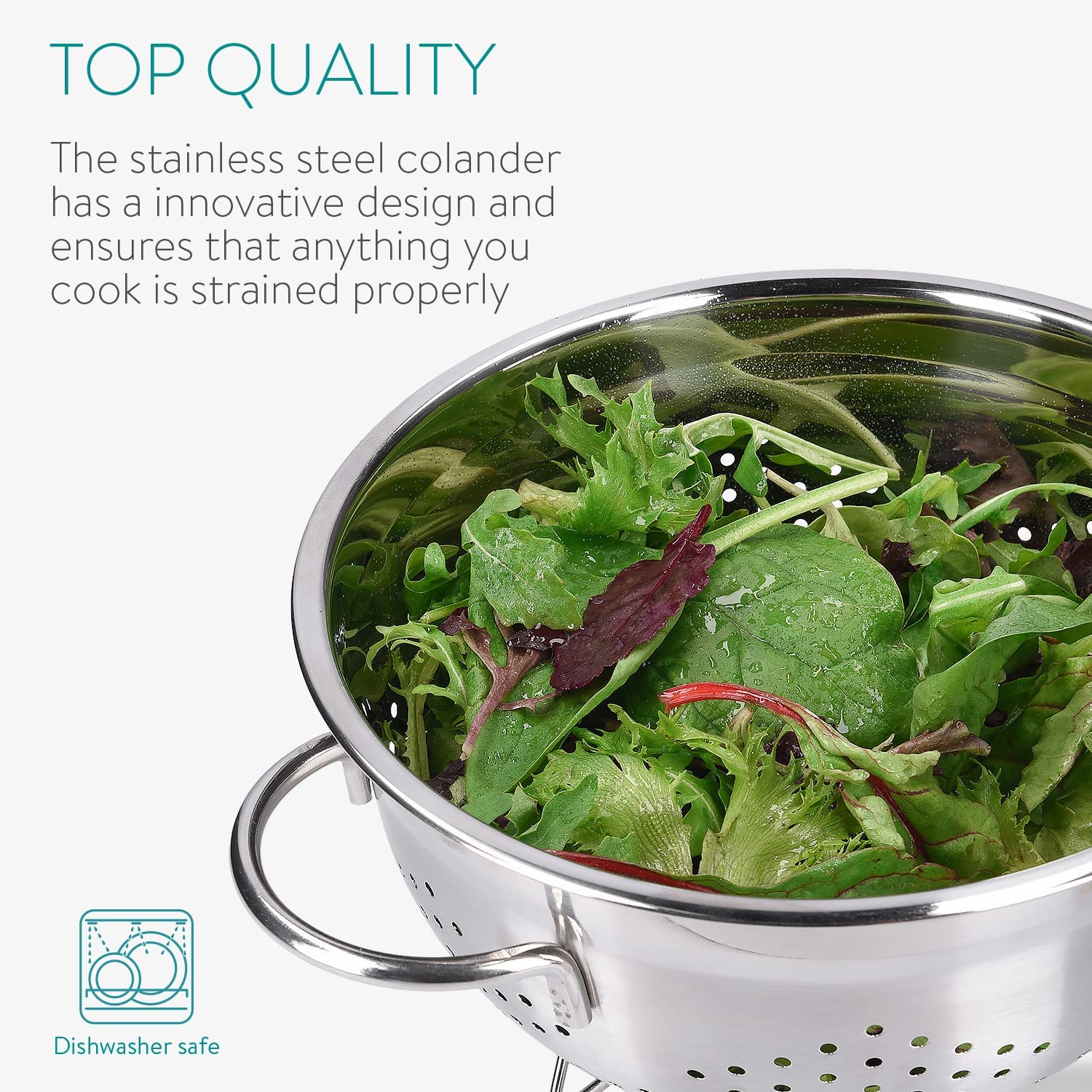 Navaris Σουρωτήρι από Ανοξείδωτο Ατσάλι με Λαβές - 20cm - Silver - 48522.02