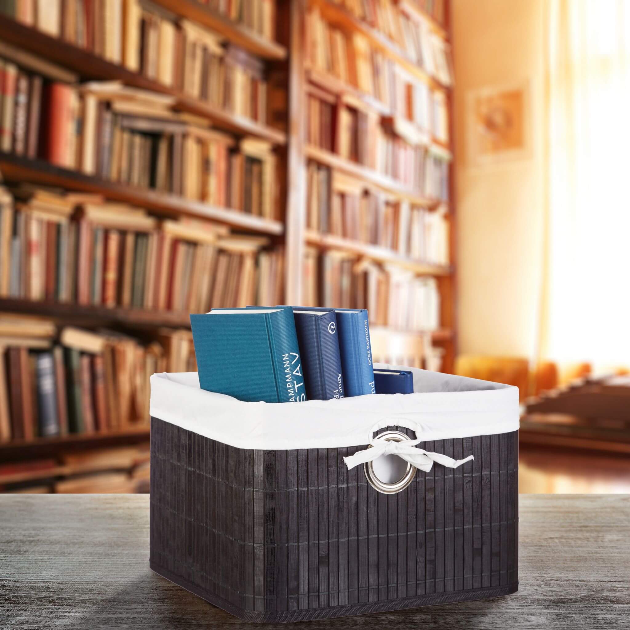 Relaxdays Καλάθι Αποθήκευσης από Bamboo - Black / White / Silver - 4052025998110