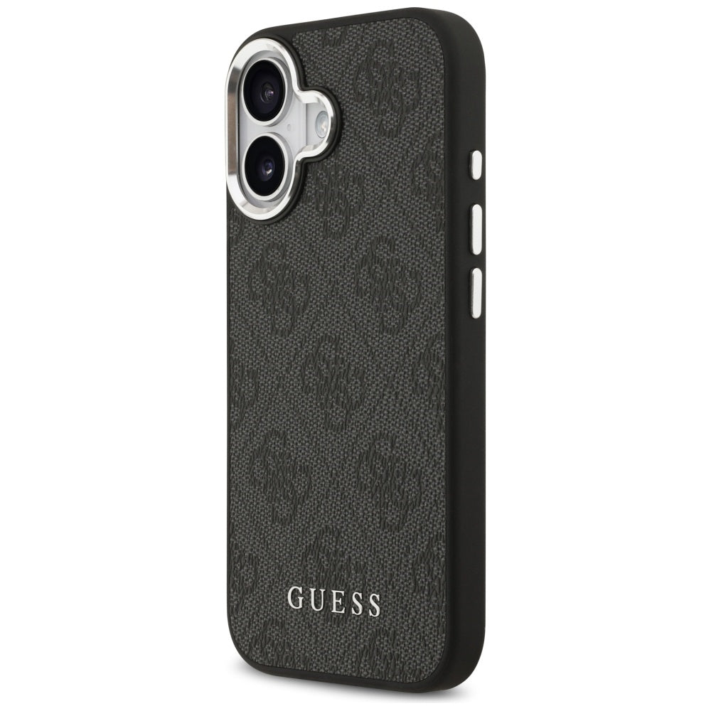 Guess iPhone 17 - 4G Classic Logo MagSafe - Σκληρή Θήκη με Πλαίσιο Σιλικόνης και Επένδυση Οικολογικού Δέρματος - Black - GUHMP17SP4GSSMCK