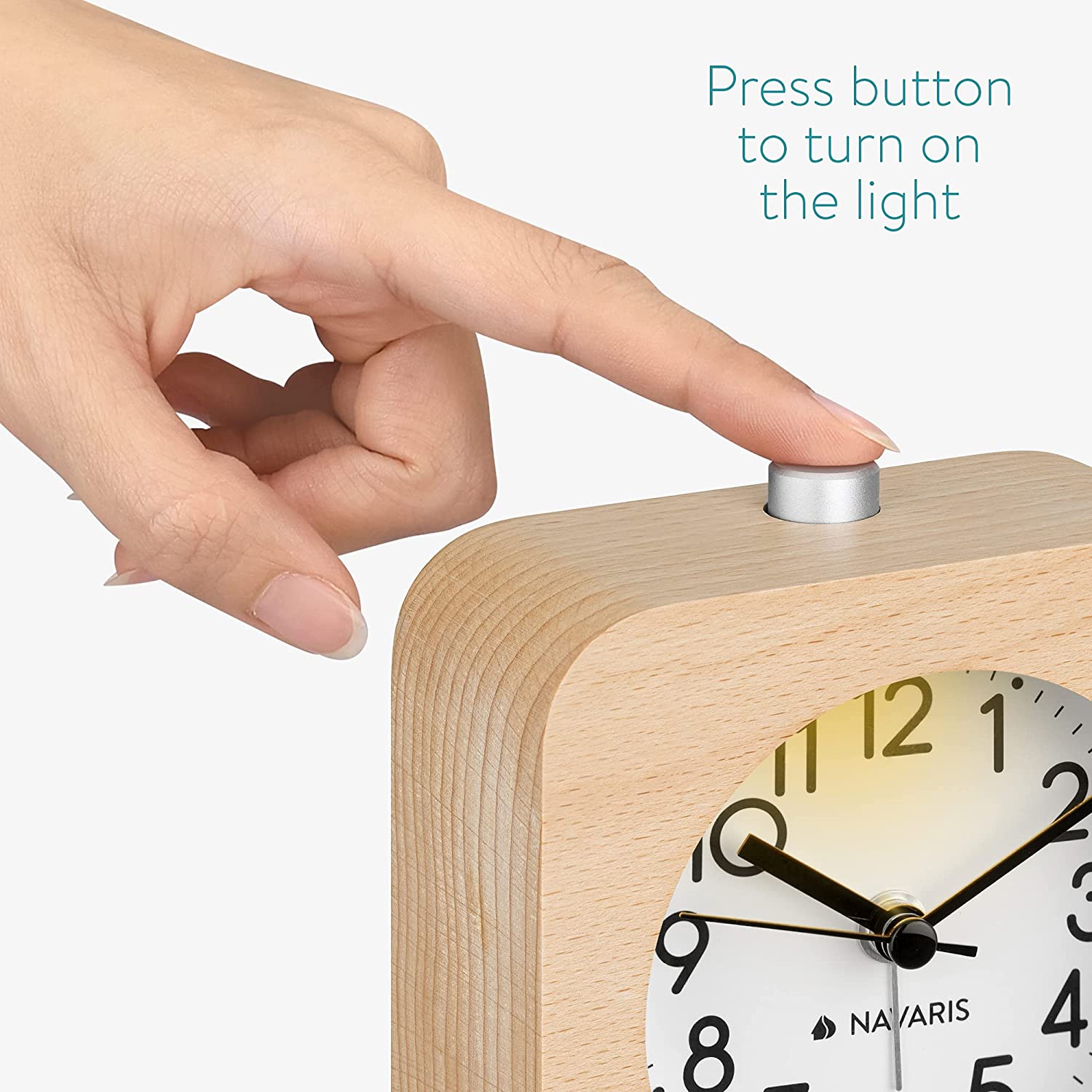 Navaris Αναλογικό Επιτραπέζιο Ρολόι και Ξυπνητήρι - Design Retro Square - Light Brown - 54264.24.02