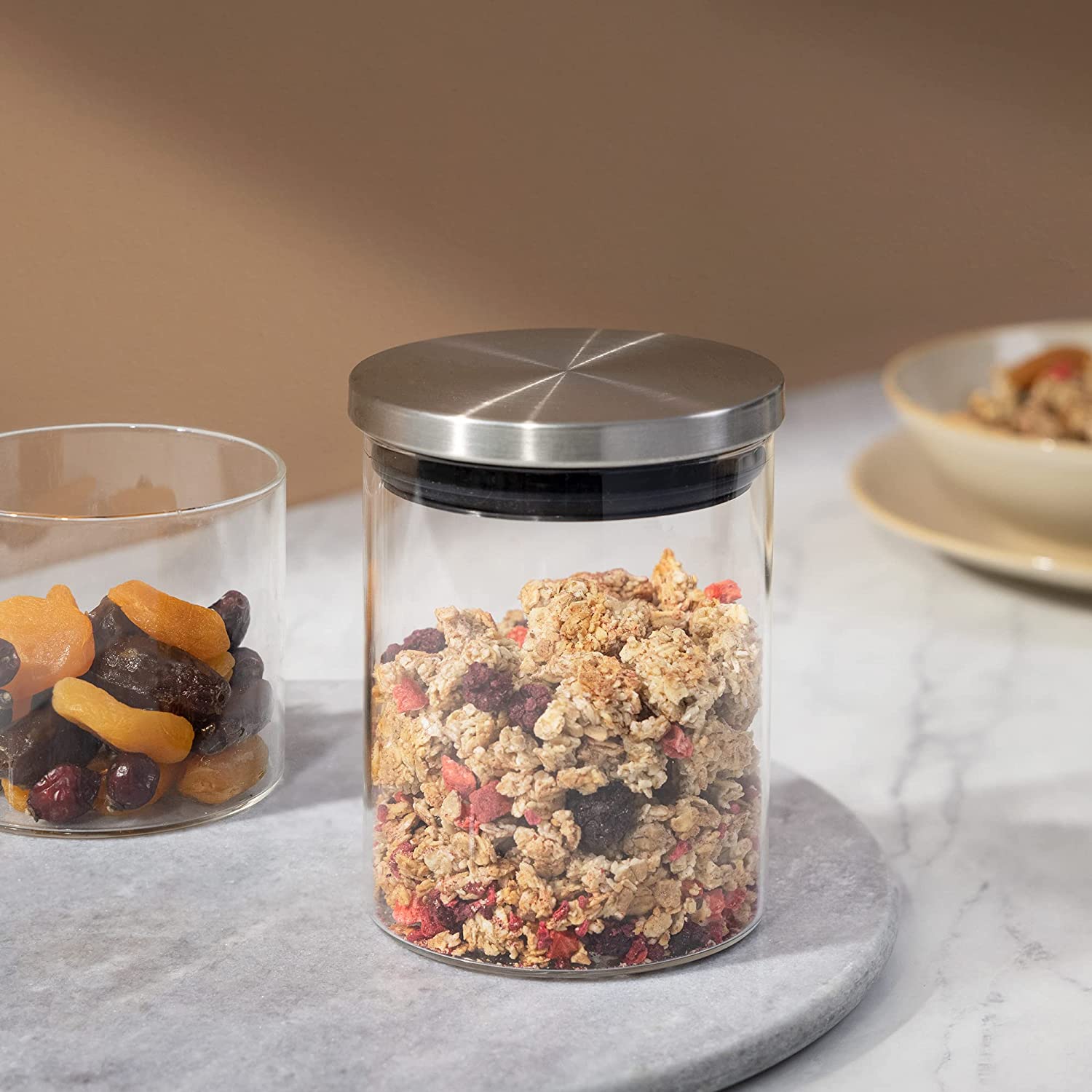 Navaris Σετ 4 Γυάλινα Βάζα Αποθήκευσης με Καπάκι - Διάφανα - 53084.01.04