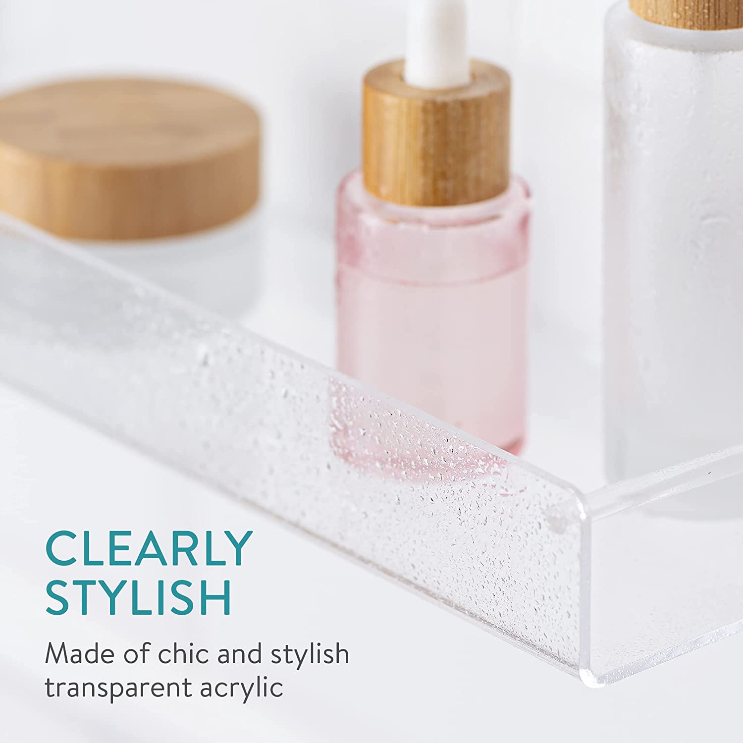 Navaris Σετ με 2 Ακρυλικά Ράφια Ντουζιέρας με Αυτοκόλλητο - Διάφανα - 58853.02