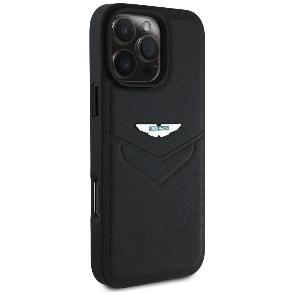 Aston Martin iPhone 16 Pro - HC Leather Victory - Σκληρή Θήκη με Επένδυση Γνήσιου Δέρματος - Black