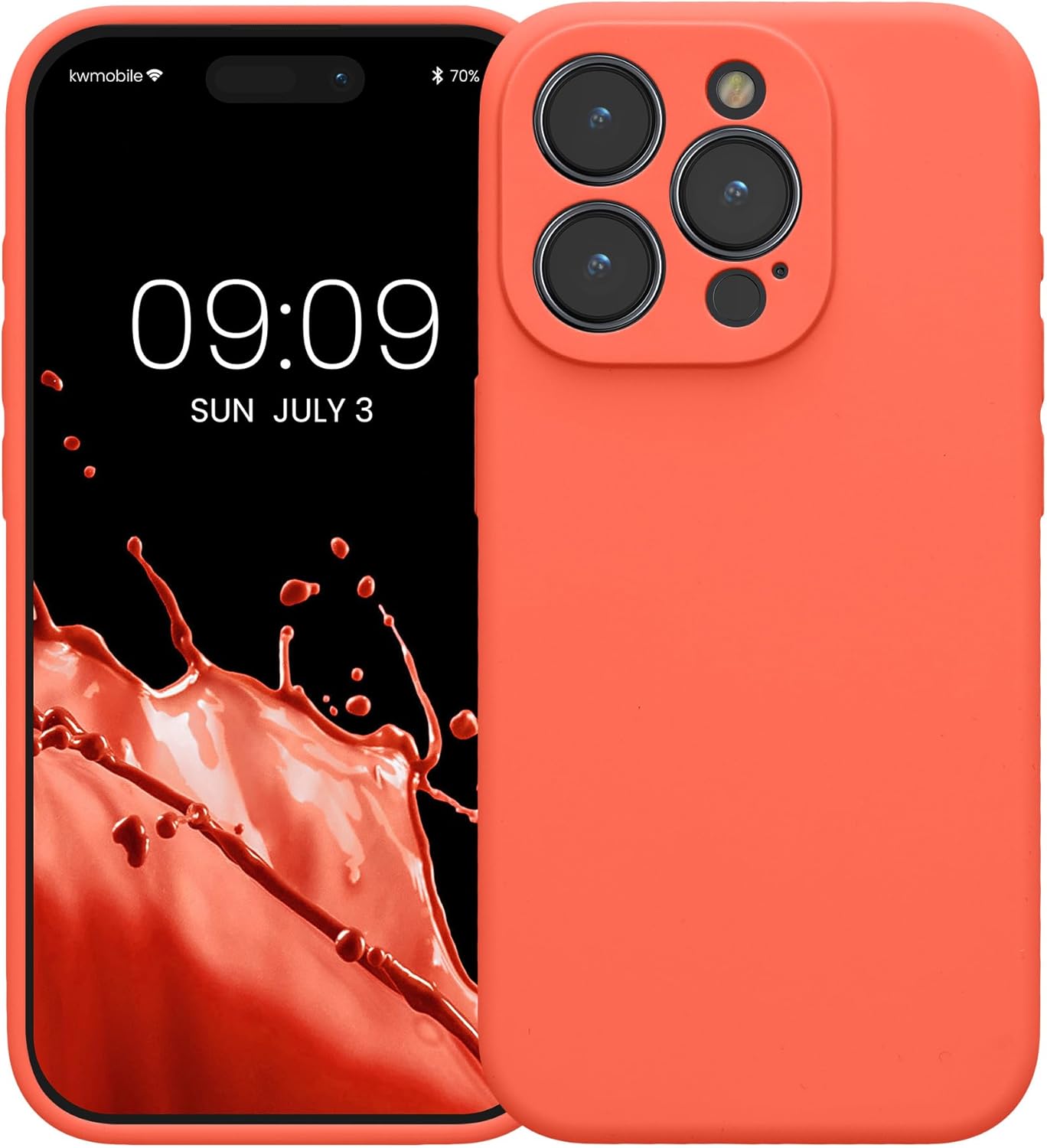 KW iPhone 15 Pro Θήκη Σιλικόνης Rubberized TPU - Luminous Coral