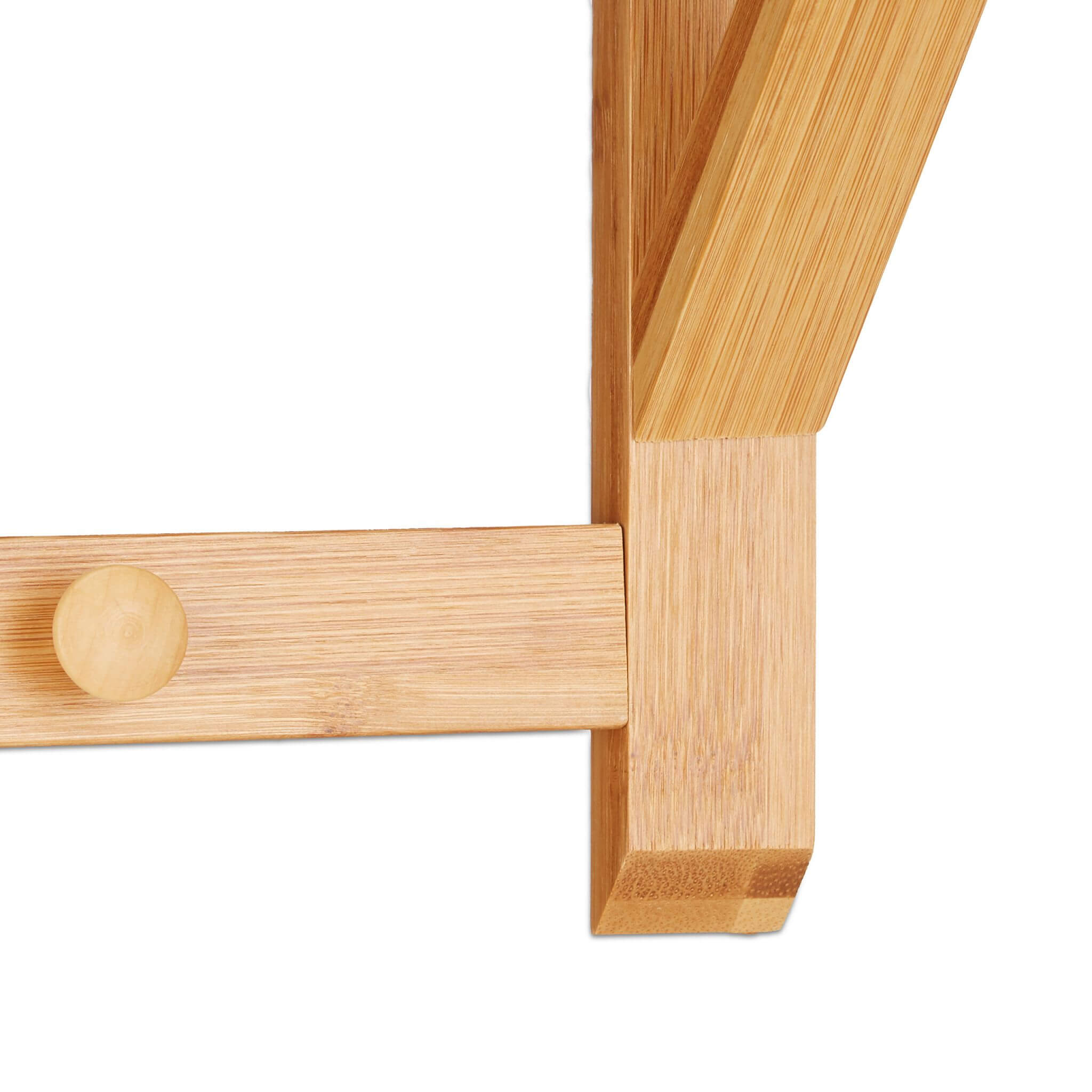 Relaxdays Ξύλινη Κρεμάστρα Τοίχου με Ράφι από Bamboo - Natural - 4052025171551