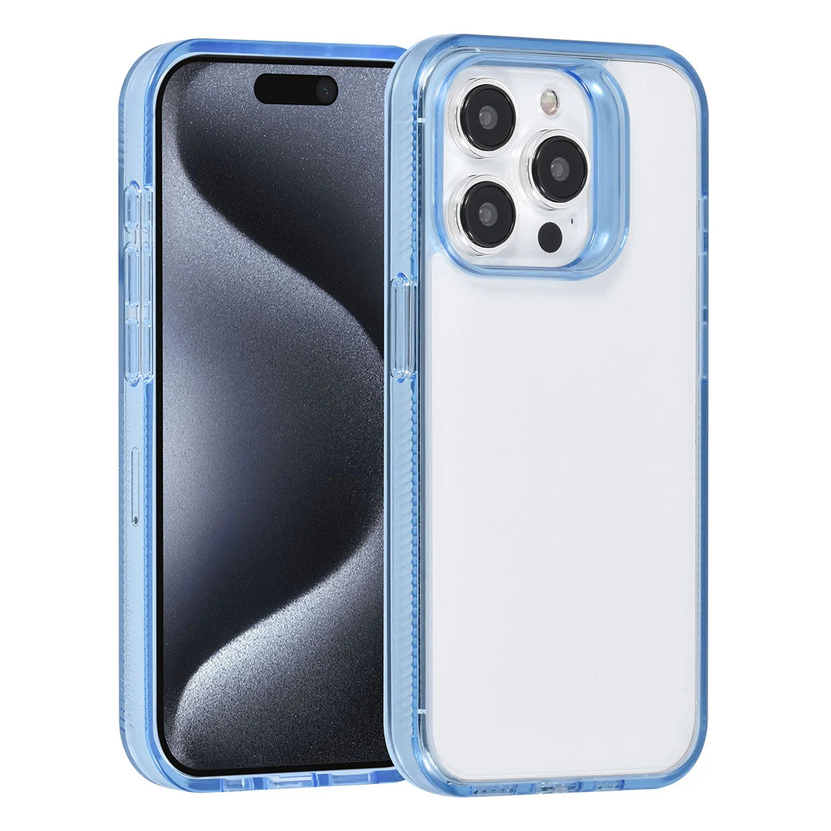 Tuniq iPhone 15 Pro - Σκληρή Θήκη με Πλαίσιο Σιλικόνης - Ημιδιάφανο Μπλε / Διάφανο