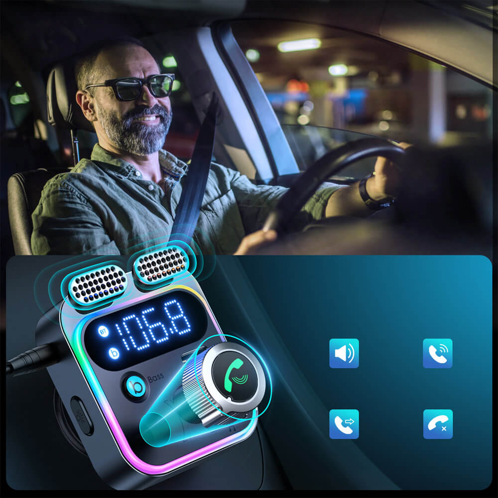 Joyroom JR-CL16 Bluetooth 5.0 FM Transmitter για Αναπαραγωγή Μουσικής / Κλήσεις / Φόρτιση Κινητών στο Αυτοκίνητο 48W - Black