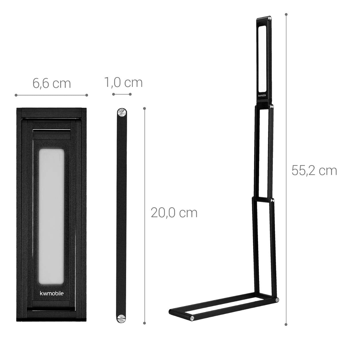 KW LED Folding Desk Lamp Επαναφορτιζόμενο Αναδιπλούμενο Μεταλλικό Φωτιστικό με καλώδιο Micro USB - Black - 45535.01