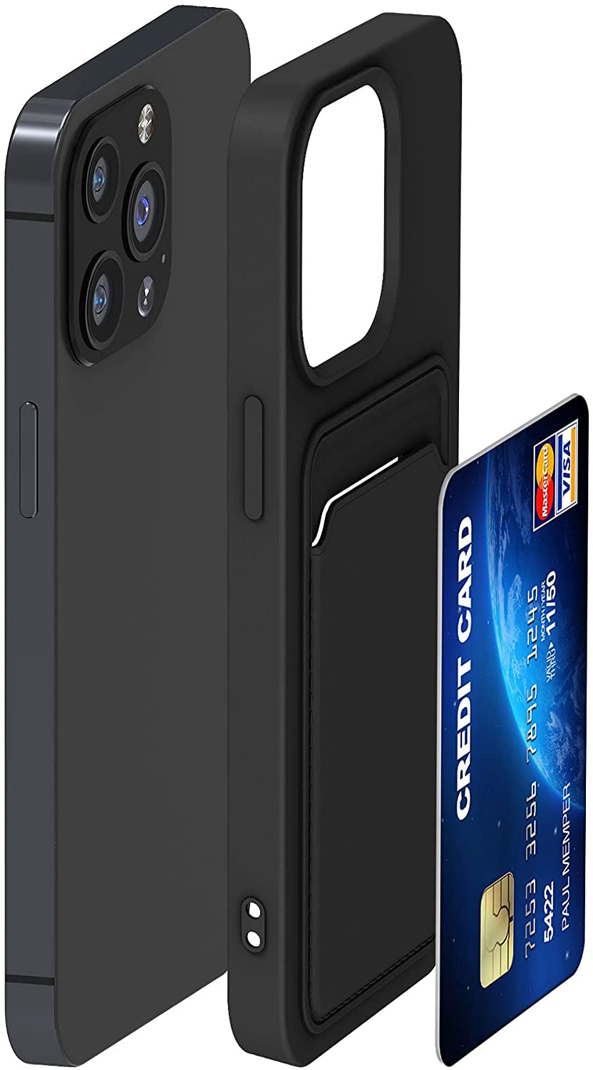 KW iPhone 13 Pro Θήκη Σιλικόνης TPU με Υποδοχή για Κάρτα - Black - 55969.01