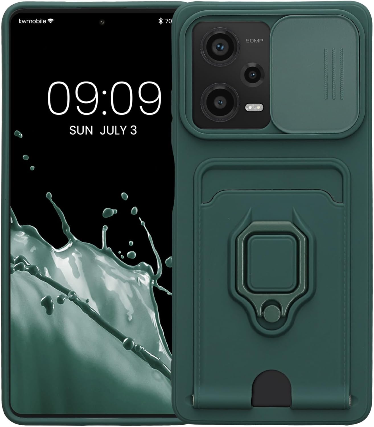 KW Xiaomi Redmi Note 12 Pro Θήκη Σιλικόνης με Κάλυμμα για την Κάμερα και Δαχτυλίδι Συγκράτησης - Moss Green