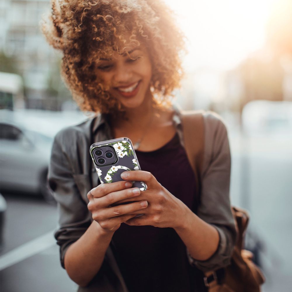 Tech - Protect iPhone 13 Pro Max MagMood Σκληρή Θήκη με Πλαίσιο Σιλικόνης και MagSafe - White Daisy
