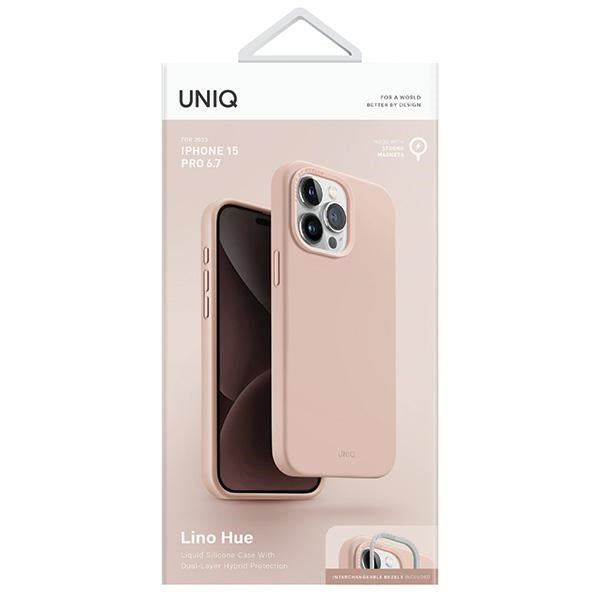 Uniq iPhone 15 Pro Max Lino Hue Magclick Θήκη Σιλικόνης με MagSafe - Blush Pink