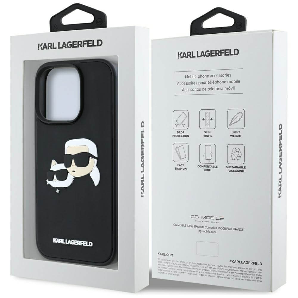 Karl Lagerfeld iPhone 16 Pro Max - HC 3D Rubber Double Heads - Σκληρή Θήκη με Πλαίσιο Σιλικόνης - Black - KLHCP16XRBCKCHLK