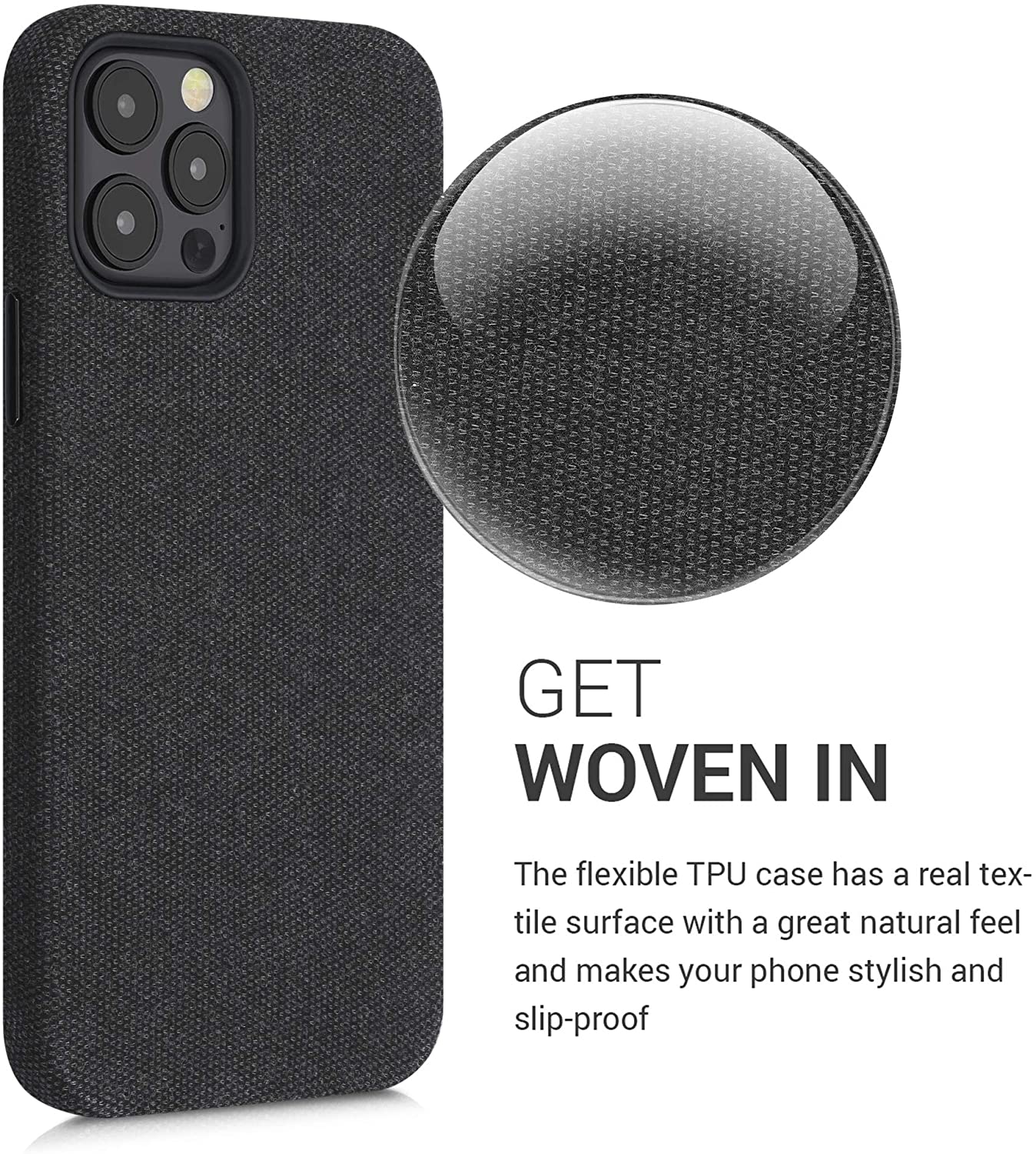 KW iPhone 12 / iPhone 12 Pro Θήκη Σιλικόνης TPU Canvas - Dark Grey - 52742.19