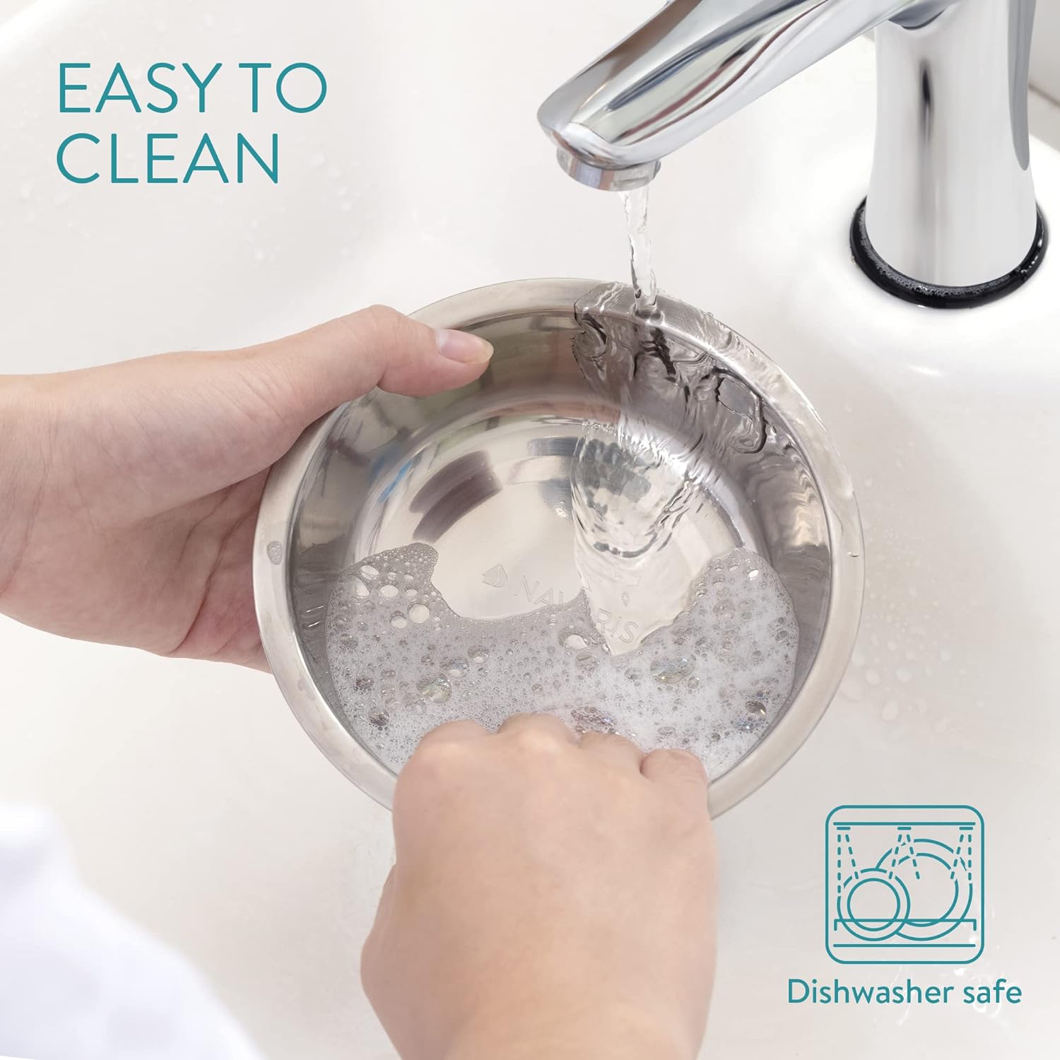 Navaris Σετ με 2 Ανταλλακτικά Μπολ Φαγητού και Νερού από Ανοξείδωτο Ατσάλι - 350 ml - Silver - 58404.01