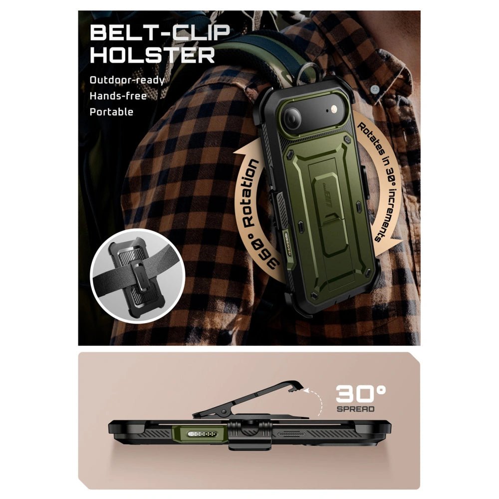 Supcase iPhone Air - Unicorn Beetle Pro - Σκληρή Θήκη με Προστασία Οθόνης και Stand - Green