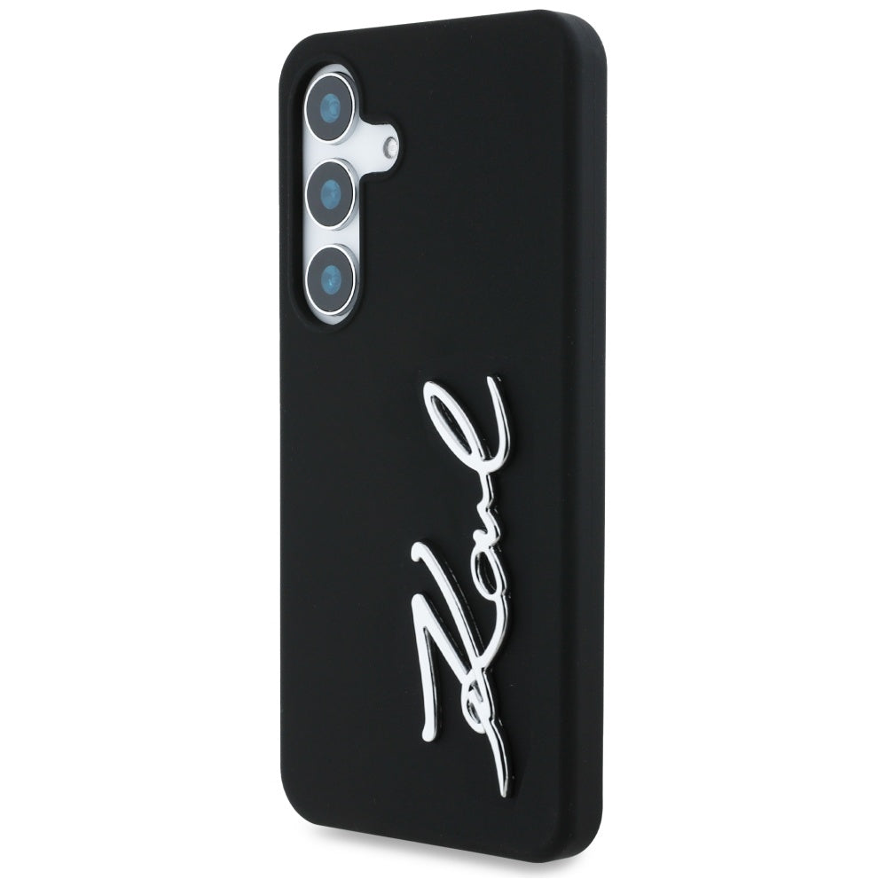 Karl Lagerfeld Samsung Galaxy S25 - Silicone Metal Signature Logo - Σκληρή Θήκη Σιλικόνης - Black - KLHCS25SSCMSMVK