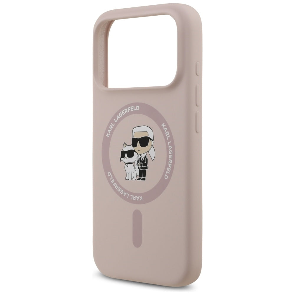 Karl Lagerfeld iPhone 17 Pro - Silicone Karl and Choupette Ring MagSafe Θήκη Σιλικόνης - Pink - KLHMP17LSCMKCRHP