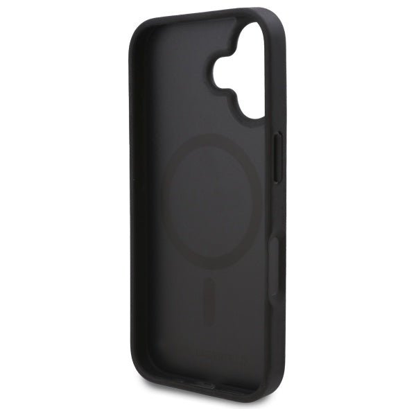 Karl Lagerfeld iPhone 16 Plus - Hot Stamp MagSafe Σκληρή Θήκη με Επένδυση Συνθετικού Δέρματος - Black - KLHMP16MPKHPORPK