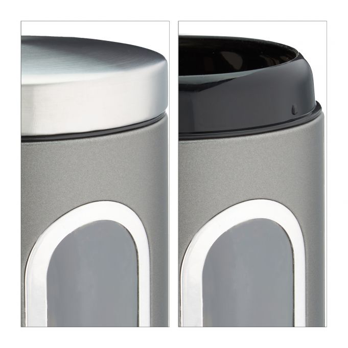 Relaxdays Βάζo Αποθήκευσης με Παράθυρο Προβολής - 1400 ml - Grey / Silver - 4052025922955
