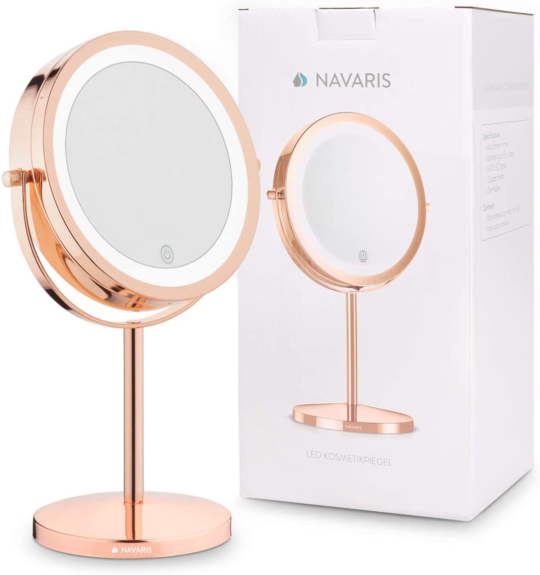 Navaris Περιστρεφόμενος Φωτιζόμενος Καθρέπτης LED με Διακόπτη Αφής - Copper - 48930.27