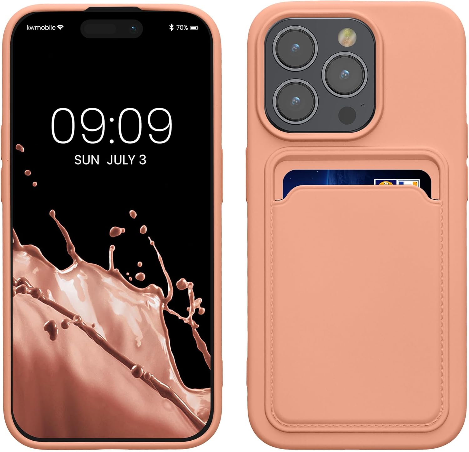 KW iPhone 15 Pro Θήκη Σιλικόνης TPU με Υποδοχή για Κάρτα - Grapefruit Pink