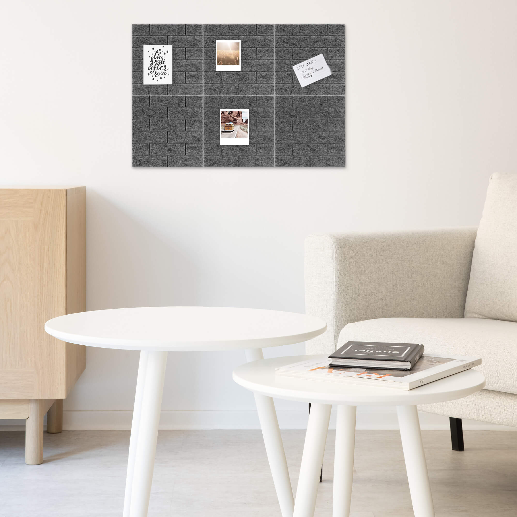 Navaris Σετ με 6 Πλαίσια Ανακοινώσεων από Τσόχα - Design Brick - Grey - 57658.22