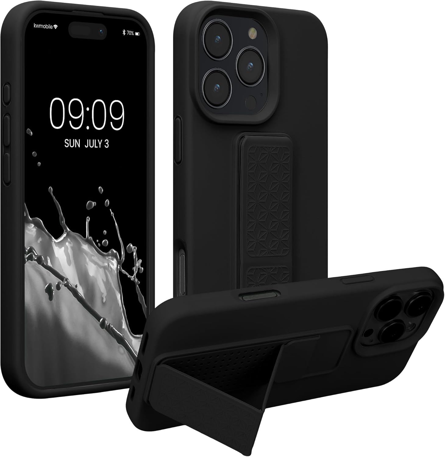 KW iPhone 16 Pro Max Θήκη Σιλικόνης TPU με Finger Holder - Black