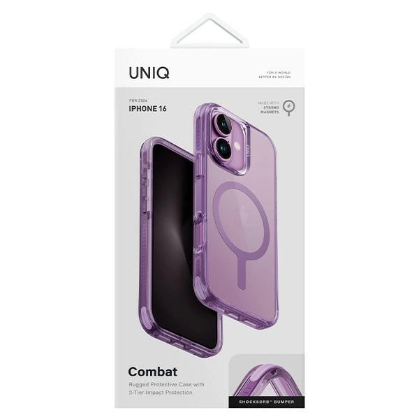 Uniq iPhone 16 Combat Magclick Σκληρή Θήκη με Πλαίσιο Σιλικόνης και MagSafe - Pink / Grape Pink