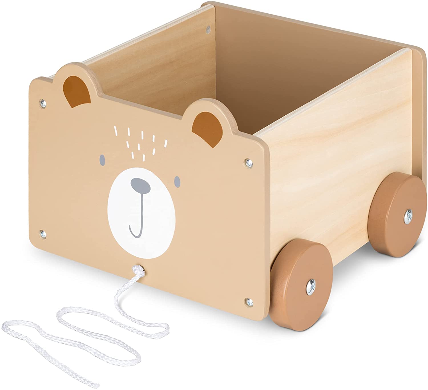Navaris Toy Box Storage for Toys with Wheels - Παιδικό Κουτί Αποθήκευσης Παιχνιδιών με Ρόδες - Brown - 51163.03