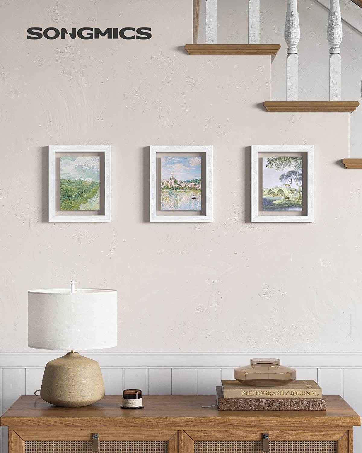 Songmics Σετ με 3 Ξύλινες Κορνίζες - 24,5 x 19,5 cm - White - RPF357W01