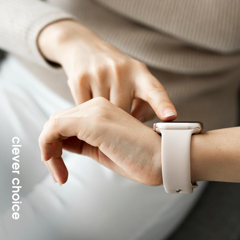 Crong Λουράκι Apple Watch 2/3/4/5/6/7/8/9/10/11 - SE (1/2/3) - 38/40/41/42mm Σιλικόνης - Liquid Strap - Stone Beige