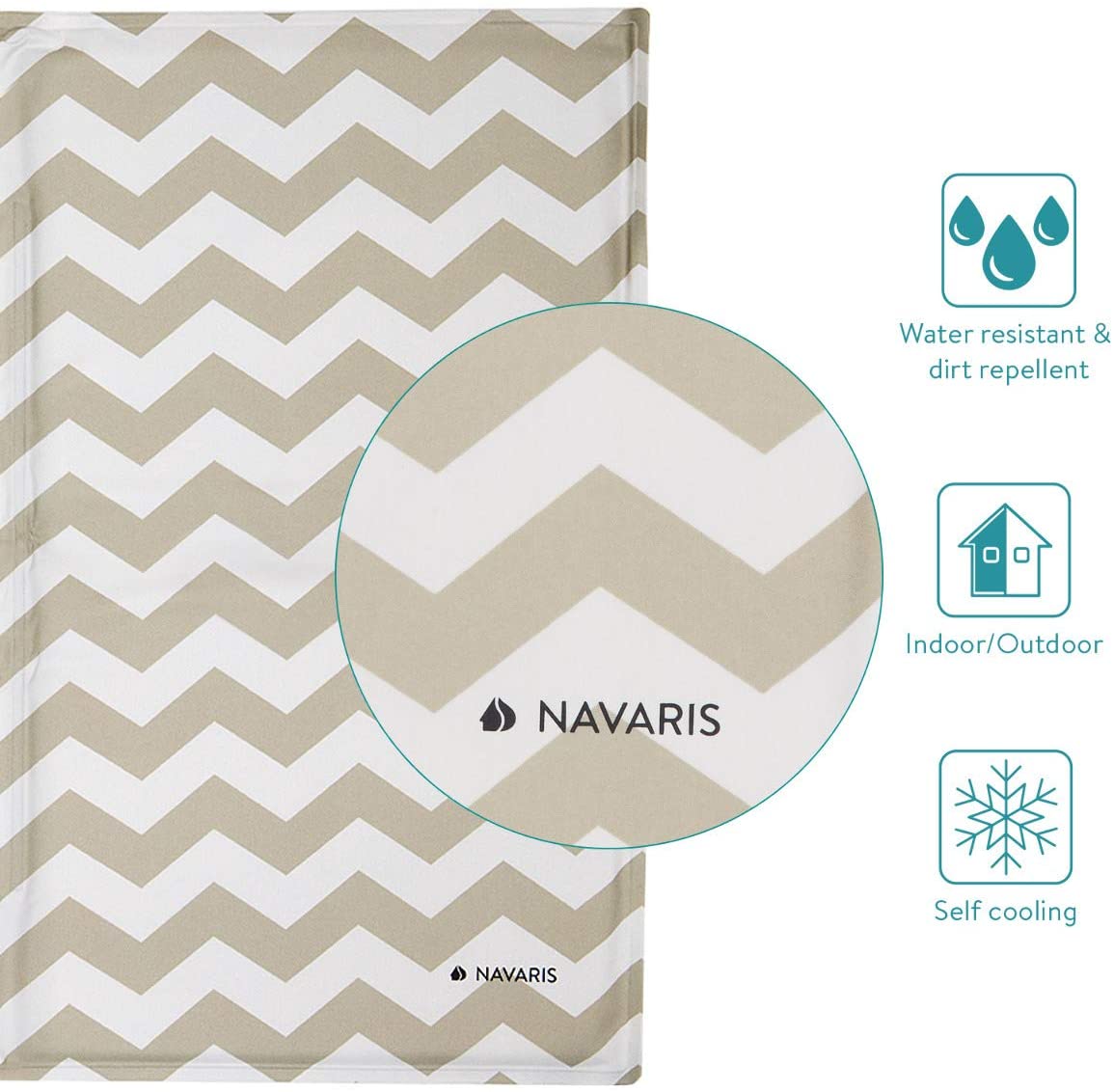 Navaris Pet Cooling Mat - Στρώμα Ψύξης για Κατοικίδια - Design Zig Zag - Grey - 51184.2
