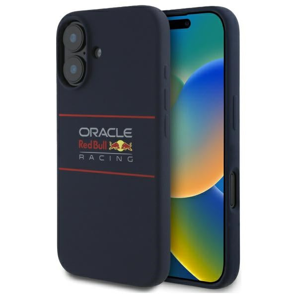 Red Bull iPhone 16 Plus - Silicone Horizontal Logo - MagSafe Σκληρή Θήκη με Πλαίσιο Σιλικόνης - Navy - RBHMP16M24SIHSRV