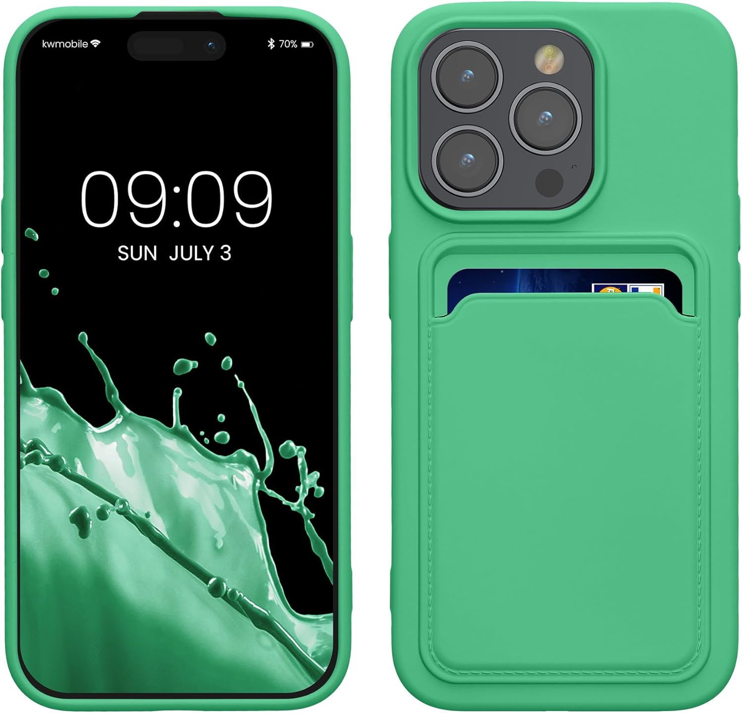 KW iPhone 15 Pro Θήκη Σιλικόνης TPU με Υποδοχή για Κάρτα - Lime Green